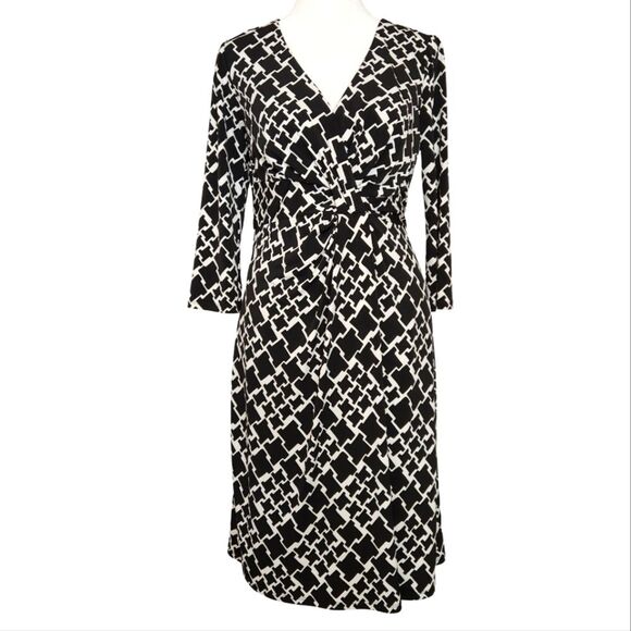 White House Black Market Faux Wrap Dress Jersey Stretch Twist Front Women's 4 - Picture 1 of 10